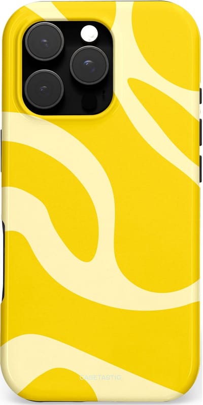 Casetastic Hoesje Geschikt voor Apple iPhone 16 Pro Magsafe - Stijlvolle Beschermende Duo-layer Case - Citroen Gele Zonnestraal