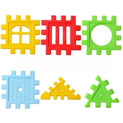 Zone de Construction Maternelle Jeu de Construction Blocs de Construction Heureux Multi-gros Blocs Blocs de Construction Famille Entraînement Sensoriel 30*30cm