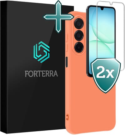Hoesje Met 2x Screenprotector - Geschikt voor Samsung Galaxy A17 - Sterk & Shockproof - Telefoon Hoes - Back Cover - Siliconen Case - Perzik