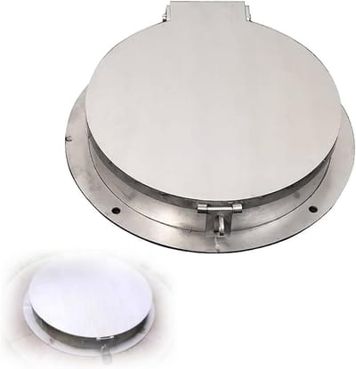 Septictankputdeksel met slot - Rond riooldeksel - Inspectie en beveiliging - Roestvrij staal scharnierend - 30cm diameter - Zilver