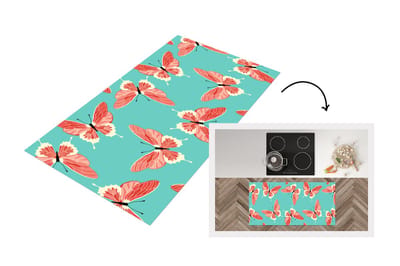 Keukenloper - Loper keuken - Vlinders - Roze - Patroon - 120x60 cm - Keukenloper vinyl