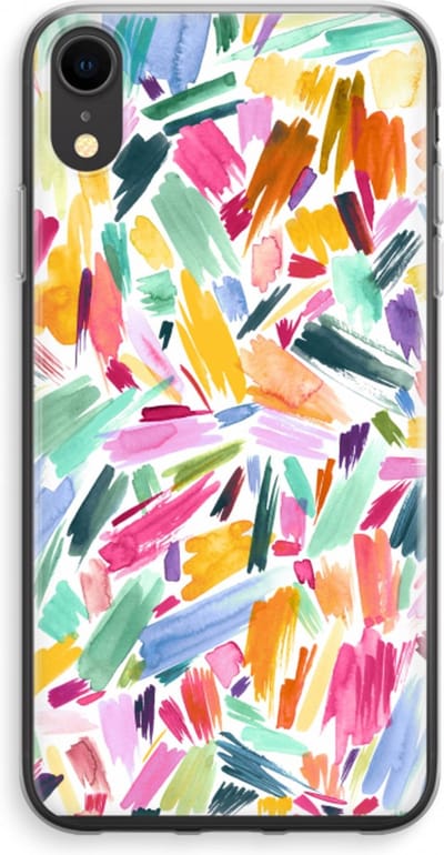 Case Company® - Hoesje geschikt voor iPhone XR hoesje - Watercolor Brushstrokes - Soft Cover Telefoonhoesje - Bescherming aan alle Kanten en Schermrand