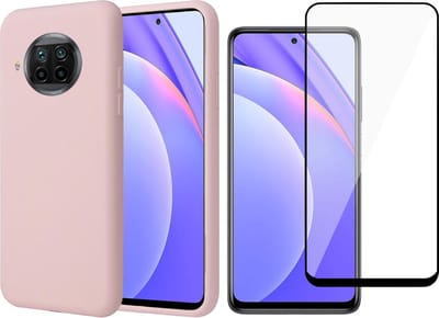 Hoesje geschikt voor Xiaomi Mi 10T Lite Roze - Liquid Cover Hoes + Screen Protector Glas Full Screen