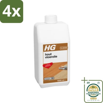 HG Hout Vloerolie 1 liter - Voordeelverpakking - 4 stuks - Houten vloeren beschermen - Houtvloer onderhoud