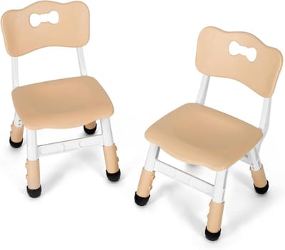 Set van 2 In Hoogte Verstelbare Kinderstoelen met Rugleuning - Geel | Vanaf 2 Jaar, 100 kg Belastbaar