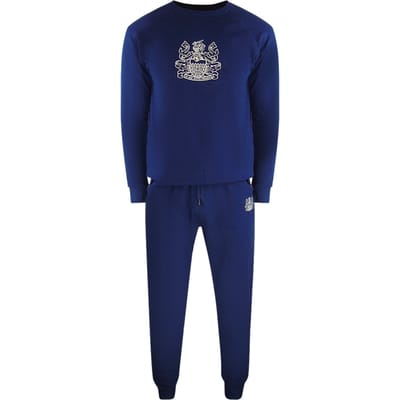 Aquascutum Iconic Crest Marineblauwe Trainingsset Met Ronde Hals