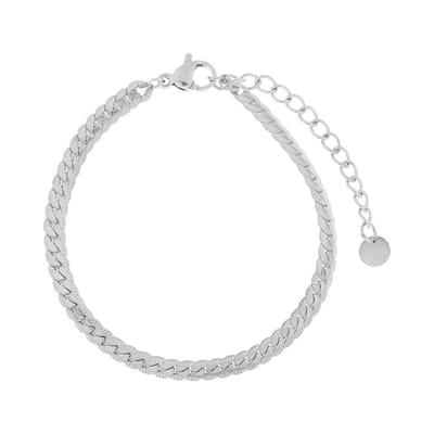 Essentialistics - Armband basic grove schakel - Volwassenen - Zilverkleur - Stainless steel (verkleurt niet) - Verlengkettinkje