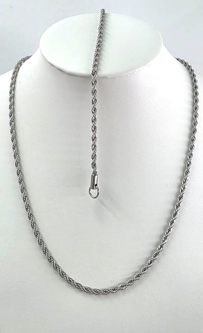 Set - Halsketting - Collier - L 45cm - armband L 18cm - Stalen - gevlochten - Gedraaide - zilverkleur - Br 3mm - De perfecte set om te layeren met andere (hanger)kettingen en armband, als basis voor jouw look!