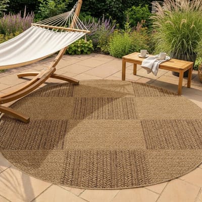 Muratap Timber rond buitenkleed – jute look – weerbestendig – 160 cm rond