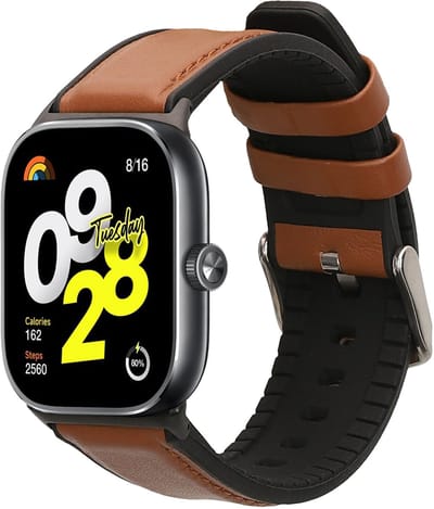 kwmobile horlogeband geschikt voor Xiaomi Redmi Watch 5 & 4 / Smart Band 8 Pro / Smart Band 9 Pro -Armband voor fitnesstracker van leer in bruin / zwart