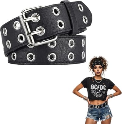KZQ Verstelbare Eyelet Tailband voor Dames en Heren, Y2K Punk Stijl Riem, Unisex Cadeau Accessoire(105cm)