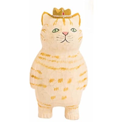 Handgemaakte Schattige Kat Houten Snijwerk Ornamenten Beschilderde Houten Kat Figuurtjes Bureau Decoratie Gelukskat Sculptuur Bureau Decor beige