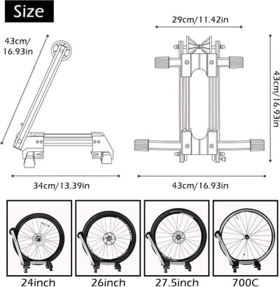 Fietsenrek - Voor of Achterwiel - Fietsstandaard - 24- 27.5 inch en 700C - Racefiets - Mtb - Fietshouder - Opvouwbaar