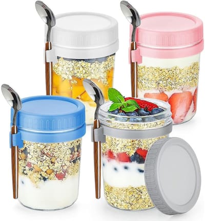 MRKK® Overnight Oats Potjes - Mason Jar - Meusli Beker met Deksel