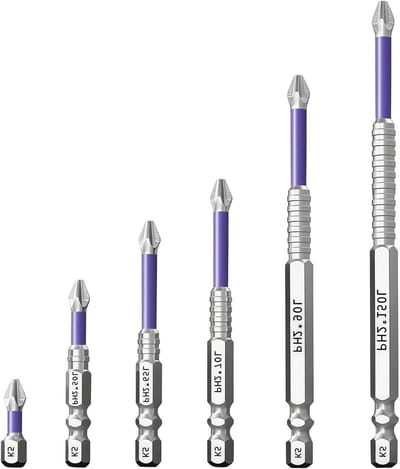 Magnetische Schroevendraaier Bitset, PH2 Anti-Slip Bits, Blauw, voor Elektrische Boren, 6 Maten: 25L, 50L, 65L, 75L, 90L, 150L