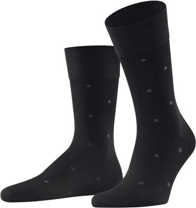 FALKE Dot gedessineerd katoen sokken heren zwart - maat 39-42