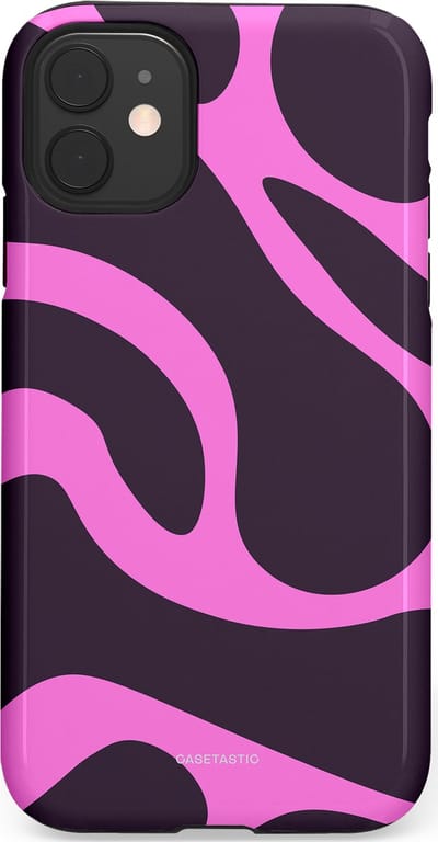Casetastic hoesje geschikt voor Apple iPhone 11 - Dubbellaagse bescherming - Roze Paarse Lavendel Abstractie - Fashion Case - Donkergrijs Roze
