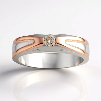 Cavill - Zilveren Ring - 925 Sterling Zilver Gerhodineerd - 0,1 ct Champagne Argyle Rose de France Diamant - Ronde Briljant - Elegant
