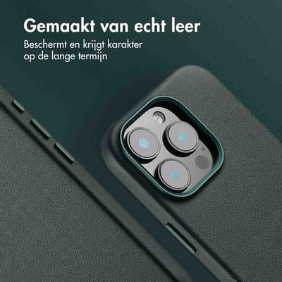 Accezz Hoesje - Geschikt voor iPhone 16 Pro - geschikt voor MagSafe Leather Backcover - Cedar Green