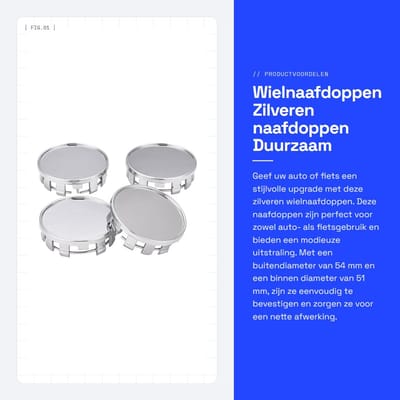 Dailygoods- Wielnaafdoppen 4 stuks - Buitendiameter 54 mm - Binnen 51 mm - Kunststof - Eenvoudige installatie - Duurzaam design - Naafdoppen