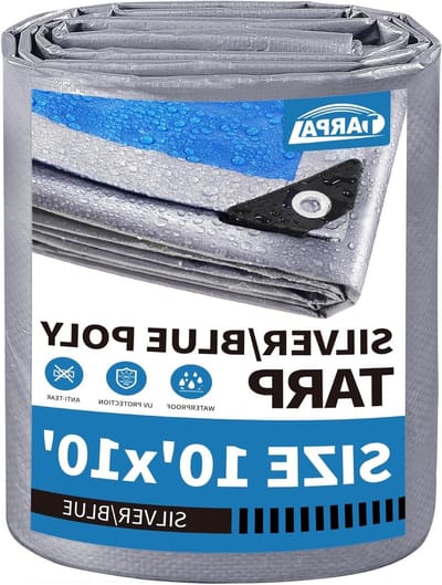 Waterdicht Zeil - Poly Tarp - Bescherming Buiten - Scheur- en UV-bestendig - 10x10 Feet - Zilver/Blauw