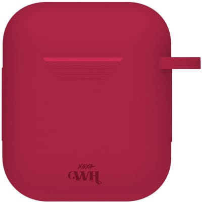 xoxo Wildhearts siliconen hoesje geschikt voor AirPods 1 & 2 - Silicone Case (Burgundy) - Beschermhoes met clip - Optimale bescherming - Bordeaux Rood