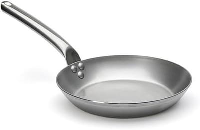 Ronde Koekenpan - Gietijzeren Pan - Professioneel Koken - Snel Temperatuur Stijging - 24 cm Diameter - Zilver