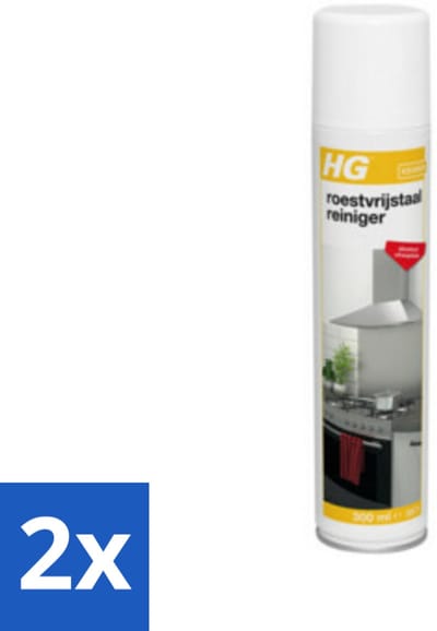 2 x HG Roestvrijstaal Reiniger 300 ml - Roestvrijstalen Reiniger - Chroom Reiniger - Aluminium Reiniger - Keukenreiniger - Streeploos Schoonmaken