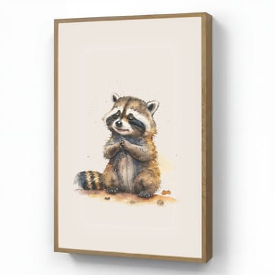 Wandlamp 70x100 cm - Oplaadbaar - Wasbeer - Waterverf - Kleuren - Dieren - Kids - Wandlampen binnen woonkamer - Slaapkamer lamp - Decoratieve nachtlamp - Vloerlamp draadloos