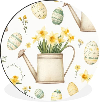 WallCircle - Wandcirkel - Muurcirkel - Gieter - Bloemen - Eieren - Aluminium - Dibond - 30x30 cm - Binnen en Buiten
