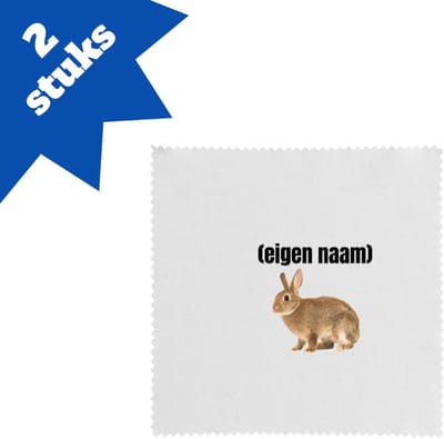 Akyol - konijn met eigen naam brillendoekjes - Konijn - konijnen liefhebbers - iemand die houdt van konijnen - verjaardag - cadeau - kado - 17,8 bij 17,8 cm - 2 stuks