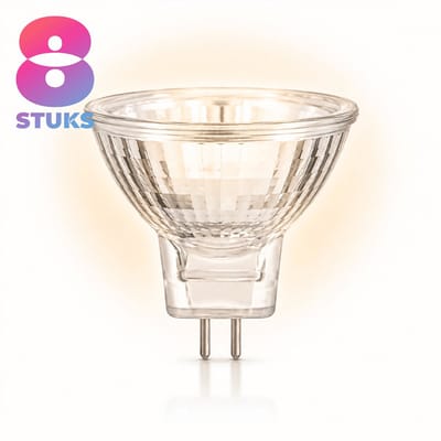 8x Reflector Halogeenlamp GU4 - 35W - Warm Wit Licht (2700K) - 206 lm - 2 jaar - Dimbaar - 12V - MR11