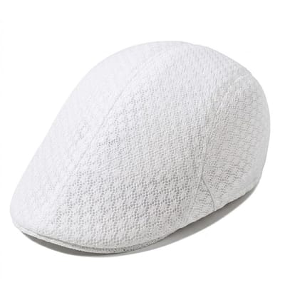 Wit mesh flat cap heren en dames – ademende retro pet met lichtgewicht design – Koreaanse stijl forward cap met gebogen vorm voor outdoor en dagelijks gebruik