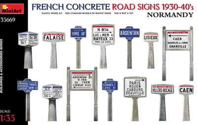 MiniArt Modelbouwpakket Militaire voertuigen - 35669 French Concrete Road Signs 1930-40s Normandy Plastic - 1:35 - Modelbouw