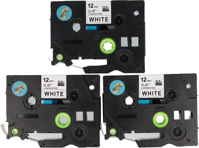 Dappaz - 3 stuks Compatible Brother Tze-231 Qze-231 Label Tape - Zwart op Wit - 12mm x 8m - Geschikt voor Brother P-touch