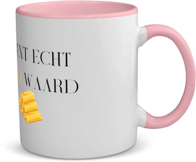 Akyol - jij bent echt goud waard koffiemok - theemok - roze - Collega - cadeau collega - cadeau - bedankt cadeau collega - 350 ML inhoud