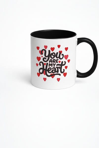 You Are My Heart" Mok met Rode Hartjes - Romantisch Keramisch Cadeau