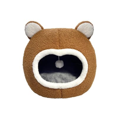 Bruin Kattenbed Warm Dierenhuis Zacht Lang Pluche Kitten Lounge Kussen Kleine Honden Tent Grot Bedden Voor Knus Kattenhuis Mat Benodigdheden M34x34x33cm black