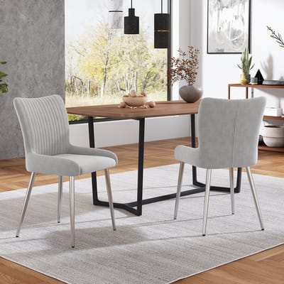 REDOM Eetkamerstoelenset - Comfort - Modern - Fluweel en Metaal - Grijs - 2-delig