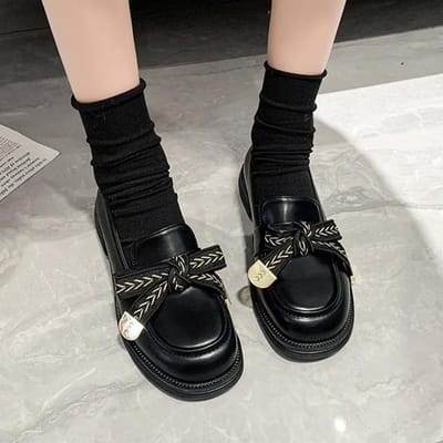 Mode Femmes Ballerines Marie Jane Chaussures Lolita Printemps Été Nouveau Designer Nœud Robe Plateforme Sandales Décontractées Chaussures Femmes Mujer 35 noir