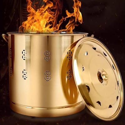 Verbrandingsoven Vat - Brandvat Deksel - Tuinafval Verwerken - Roestvrij Staal - 5700 Gram - Goud