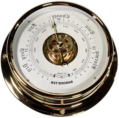 Nautische Barometer - Weermeter Klokstijl - Weer Voorspellen - Roestvrij Staal - 6 Inch - Goud Wit