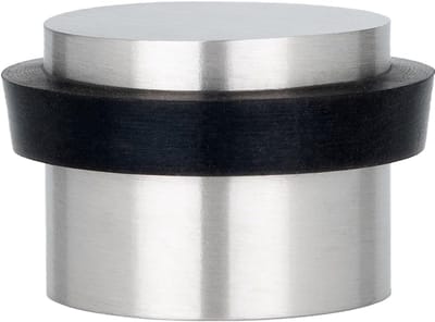 Roestvrijstalen deurstop met zelfklevende bevestiging en rubberen bescherming - 28x20mm