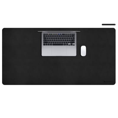 imoshion Bureau onderlegger 120 x 60 cm - Hoogwaardig Kunstleer - Bureau Accessoires - Bureau Organizer - Antislip Muismat XXL - Inclusief draagriem - Zwart
