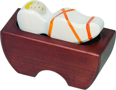 Holztiger Kerstmis: KINDJE JEZUS 11x3x8cm, blauw, hout