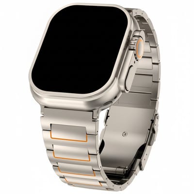 Titanium bandje - geschikt voor Apple Watch series 1/2/3/4/5/6/7/8/9/10/11/ SE (1,2,3) / Ultra (1,2,3) met maat 44 mm / 45 mm / 46 mm / 49 mm - luxe schakelband - titanium oranje