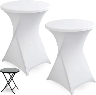 2x Elastische Statafelhoes Wit - Universele Stretch Tafelkleed voor Feest en Bar