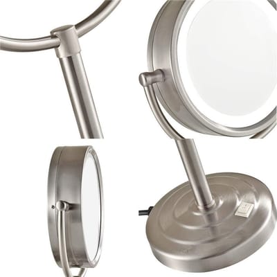 Make-up spiegel - Verlichte cosmeticaspiegel - Dagelijkse verzorging - Dubbelzijdig draaibaar - 85 inch diameter - Chroom