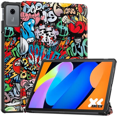 Coverup Tablethoes geschikt voor Lenovo Idea Tab 11 Hoesje - Tri-Fold Book Case met Wake/Sleep - Graffiti