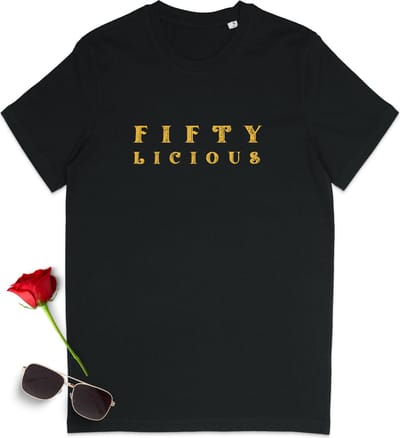 T Shirt Heren en Dames - 50 jaar - Zwart - Maat S